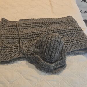 Merona Gray Knit Scarf and Hat Set